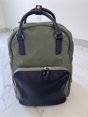 Lo & Sons Rowledge Olive Green Backpack with Brown Leather Accents